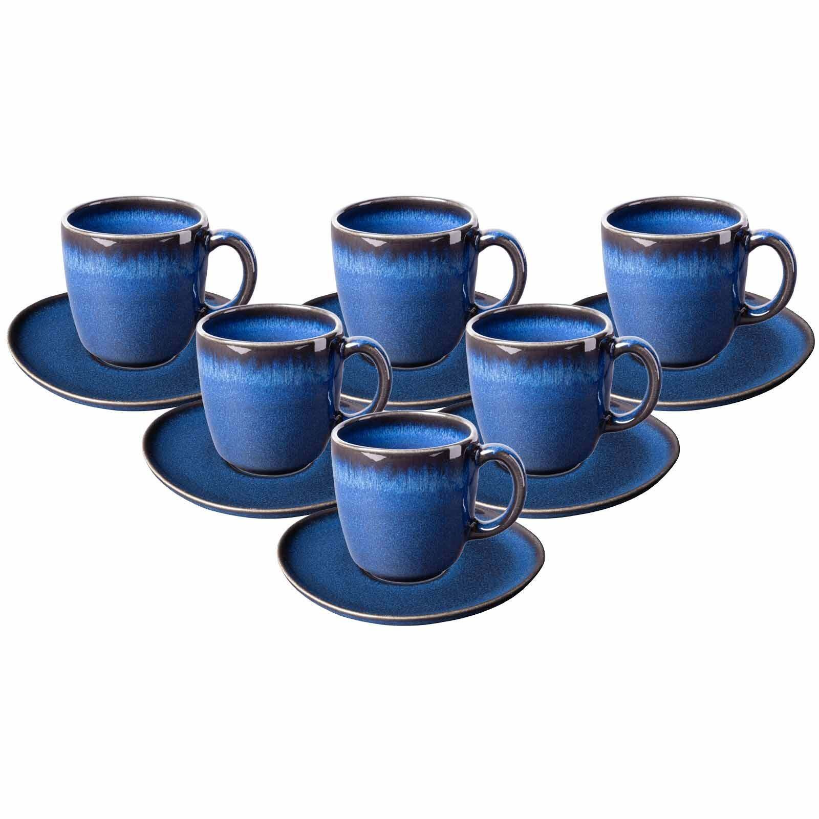 like. by Villeroy & Boch Tasse Lave Kaffeetassen mit Untertassen 190 ml 6er Set, 6-tlg., Steingut
