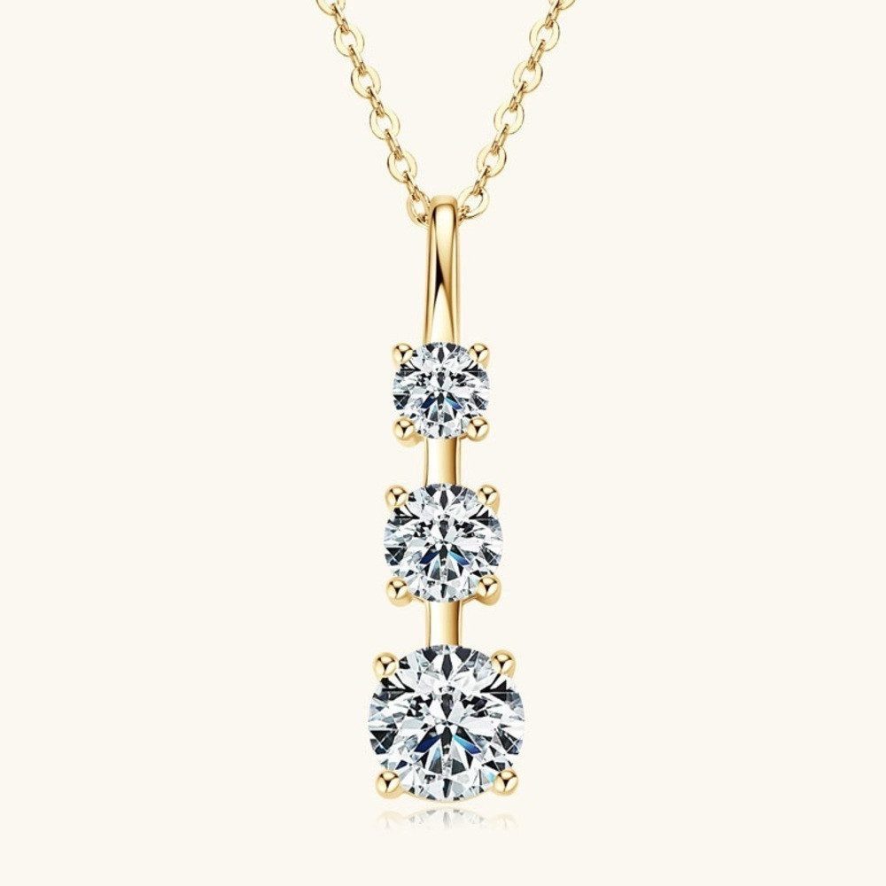 Kette mit Anhänger Extravagante Moissanit Halskette Damen -925 sterling Silber -18K Gold