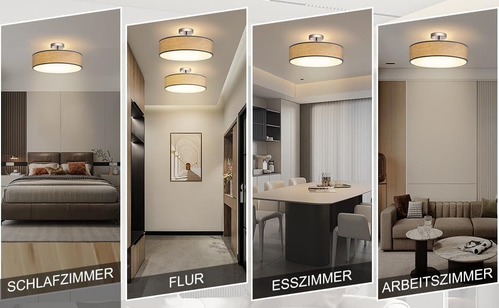 Zedelmaier Lampenschirm Deckenleuchte Deckenlampe mit Stoff, ohne Leuchtmittel, SchirmØ 38 cm, für Wohnzimmer Schlafzimmer Flur