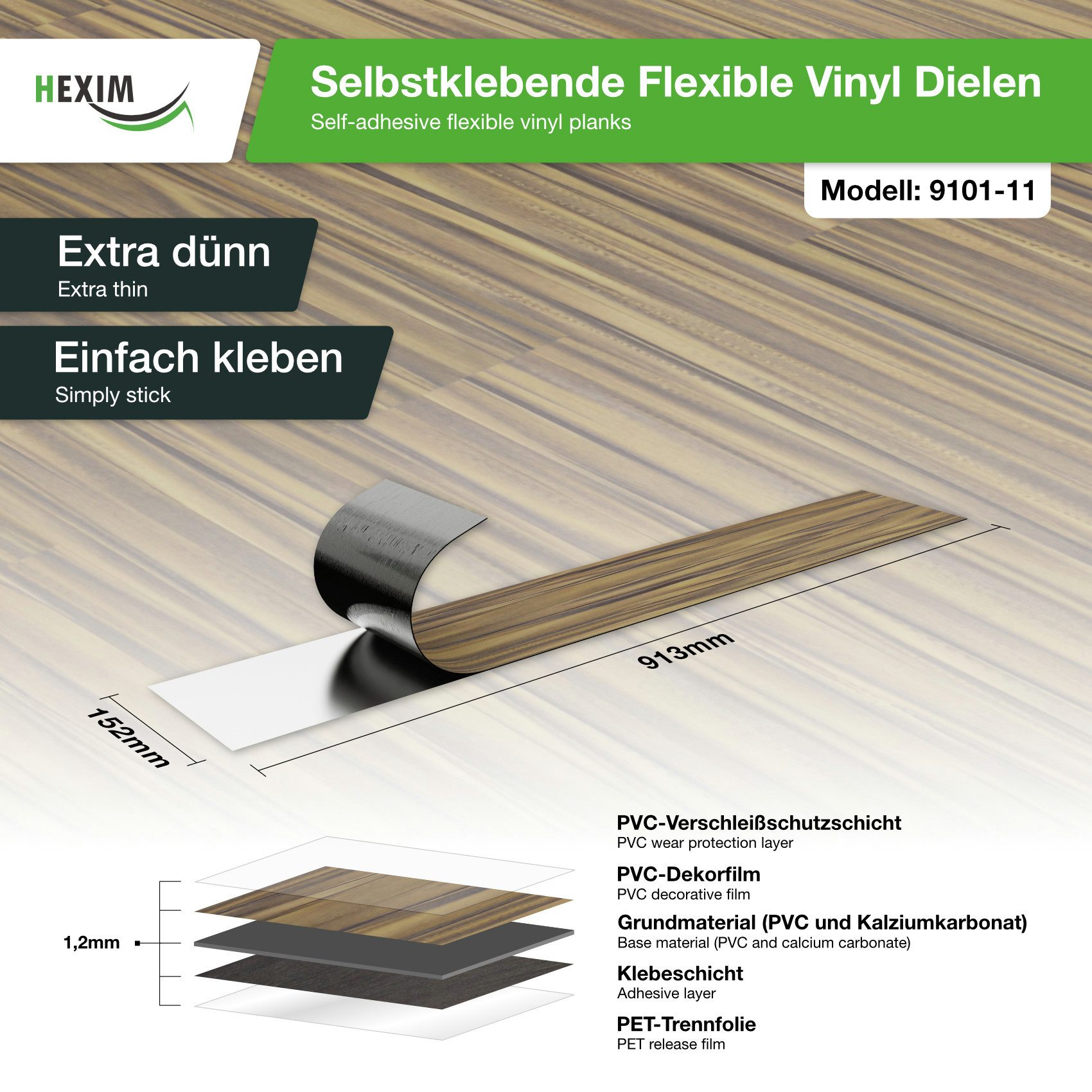 Hexim Vinylboden, Vinyldielen 0,97m² selbstklebend PVC Wandverkleidung Bode günstig online kaufen