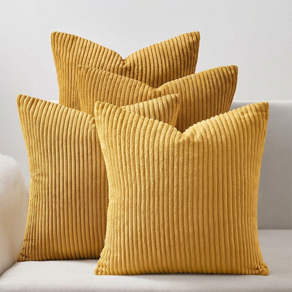 Interior by Hakito Dekokissen 4er Set Kissenbezüge inklusive Füllkissen Set Mary Kordsamt weich, Kissenhülle mit Füllung