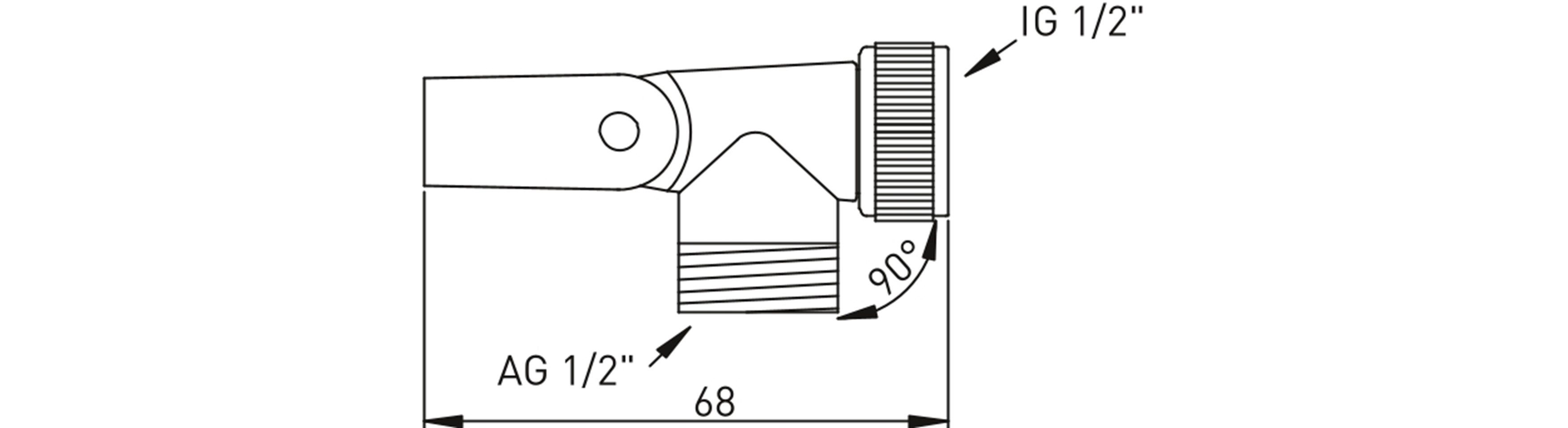 ASW Brausehalter BASIC Gelenkstück 1/2" Messing schwere Ausführung mit Anschlag