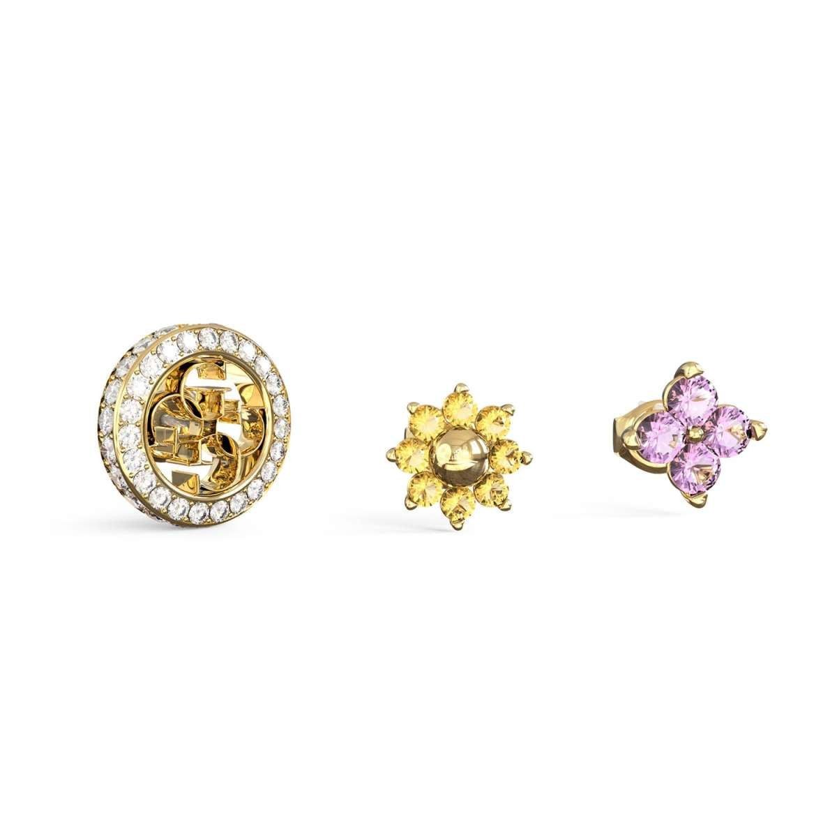 Guess Paar Ohrstecker JUBE06037JWYGMCT/U, für Damen 3er-Set 4G Crystals Goldfarben