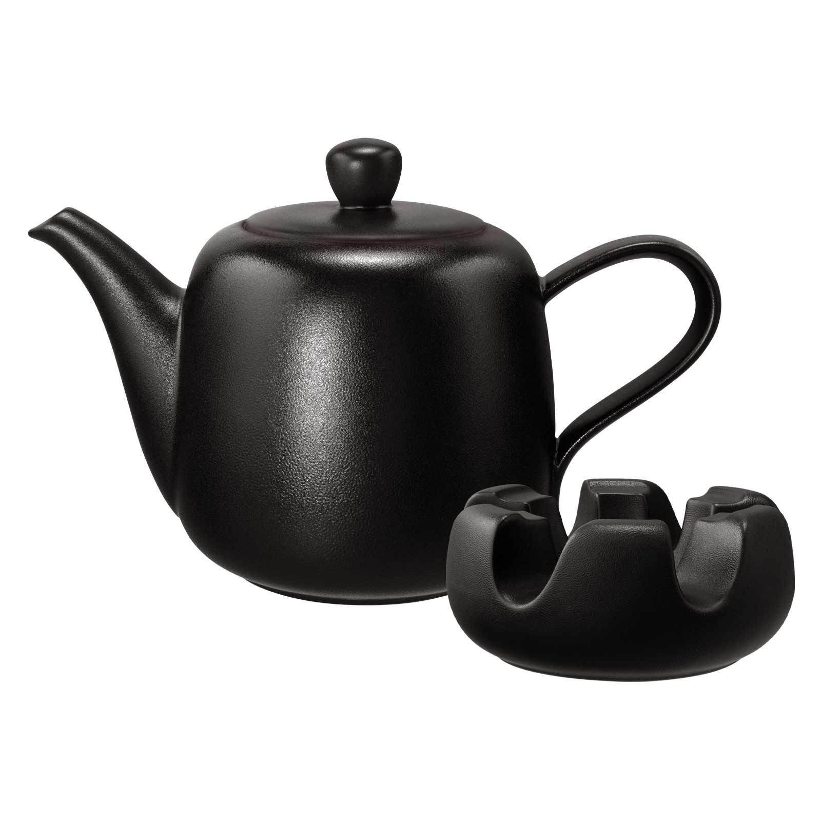 Seltmann Weiden Teekanne Liberty Velvet Black Kanne mit Stövchen 1,6 l, 1600 l, (1 Kanne, 1-St), Spülmaschinenfest, Mikrowellensicher, Ofenfest