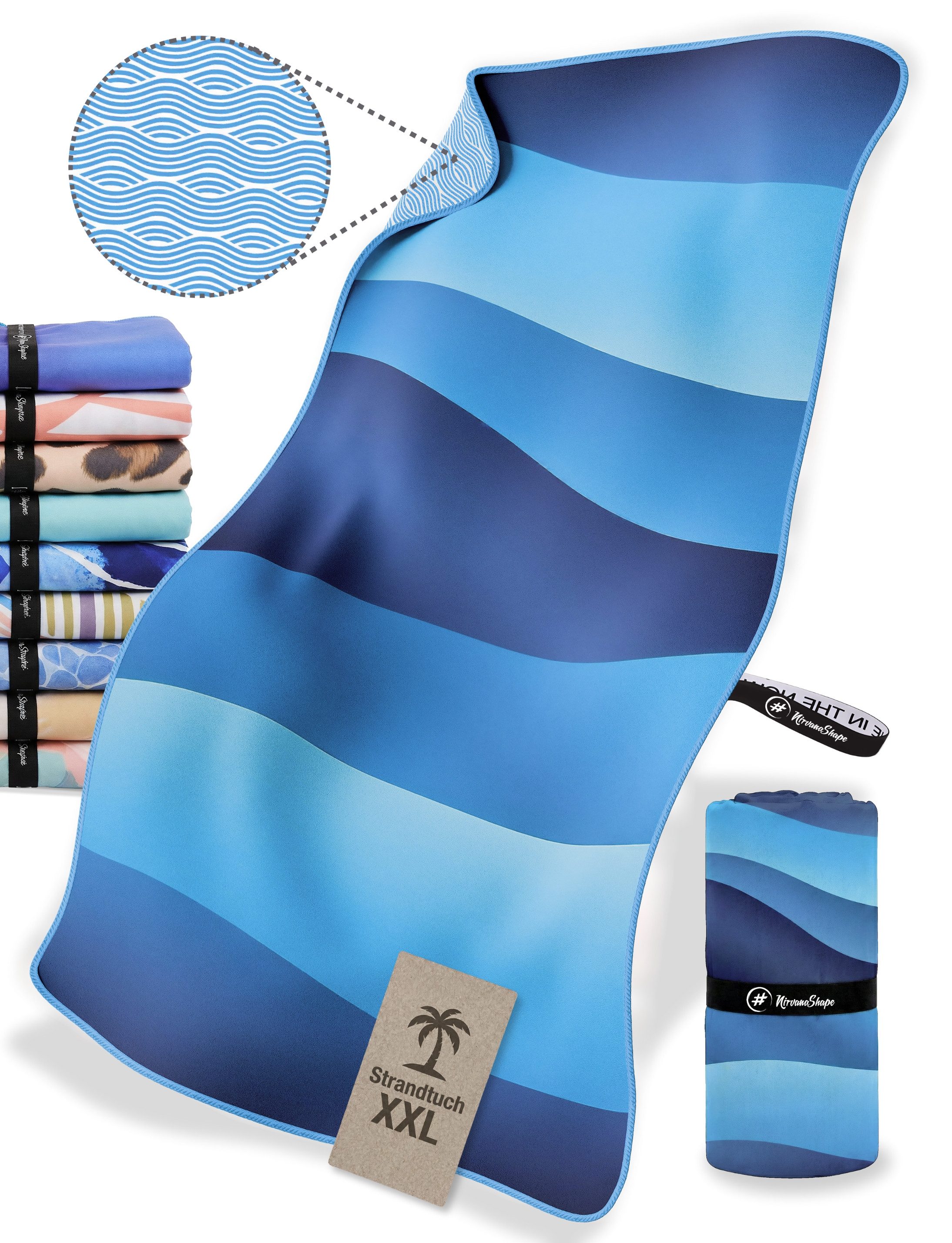 NirvanaShape Strandtuch Reise Handtuch Strandtuch XXL - Strandhandtuch, Mikrofaser Badetuch