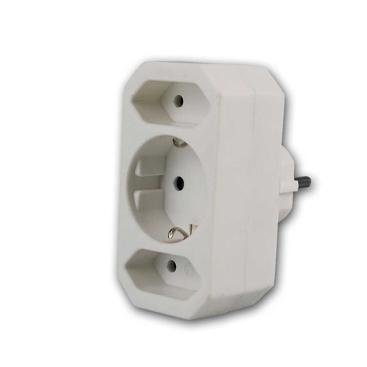 EGB Aufputz-Einspeise-Steckdose Kombi-Adapter Schutzkontakt/Euro 2+1, weiß