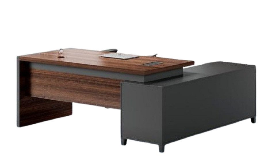 Xlmoebel Eckschreibtisch Eleganter Designer-Schreibtisch in Hochglanz Schwarz (1-St., Arbeitstisch), Hergestellt in Europa