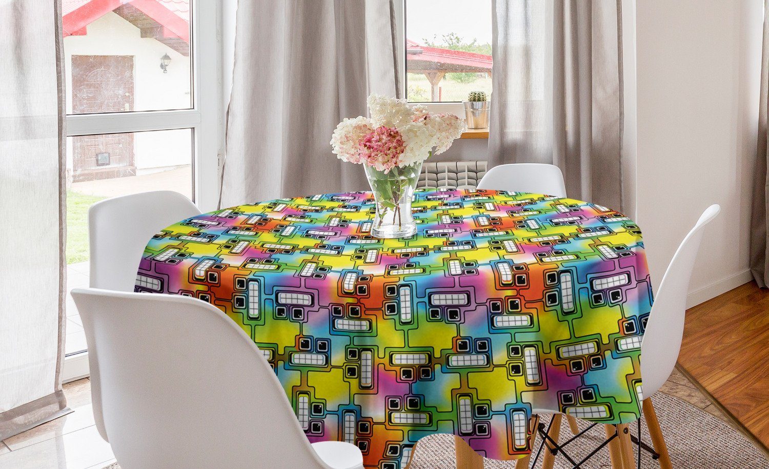 Zeitlich begrenzter Shop Abakuhaus Tischdecke Kreis Tischdecke Esszimmer Zeichen Bunt Fun für Muster Dekoration, Küche Abdeckung