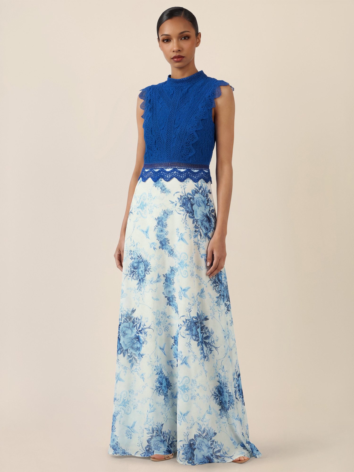 Apart Abendkleid mit Spitze und floralem Rock