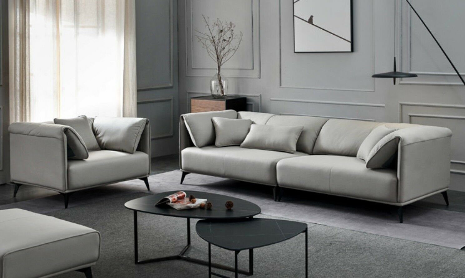 JVmoebel Sofa, Wohnzimmer Sofas Couches Polsterung 4 Sitzer Neu Grau Design Xxl Big