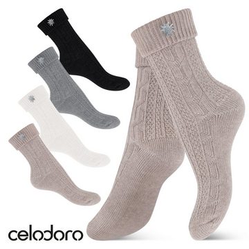 celodoro Trachtensocken Trachten Socken (2 Paar) mit Edelweiß-Pin für Damen & Herren