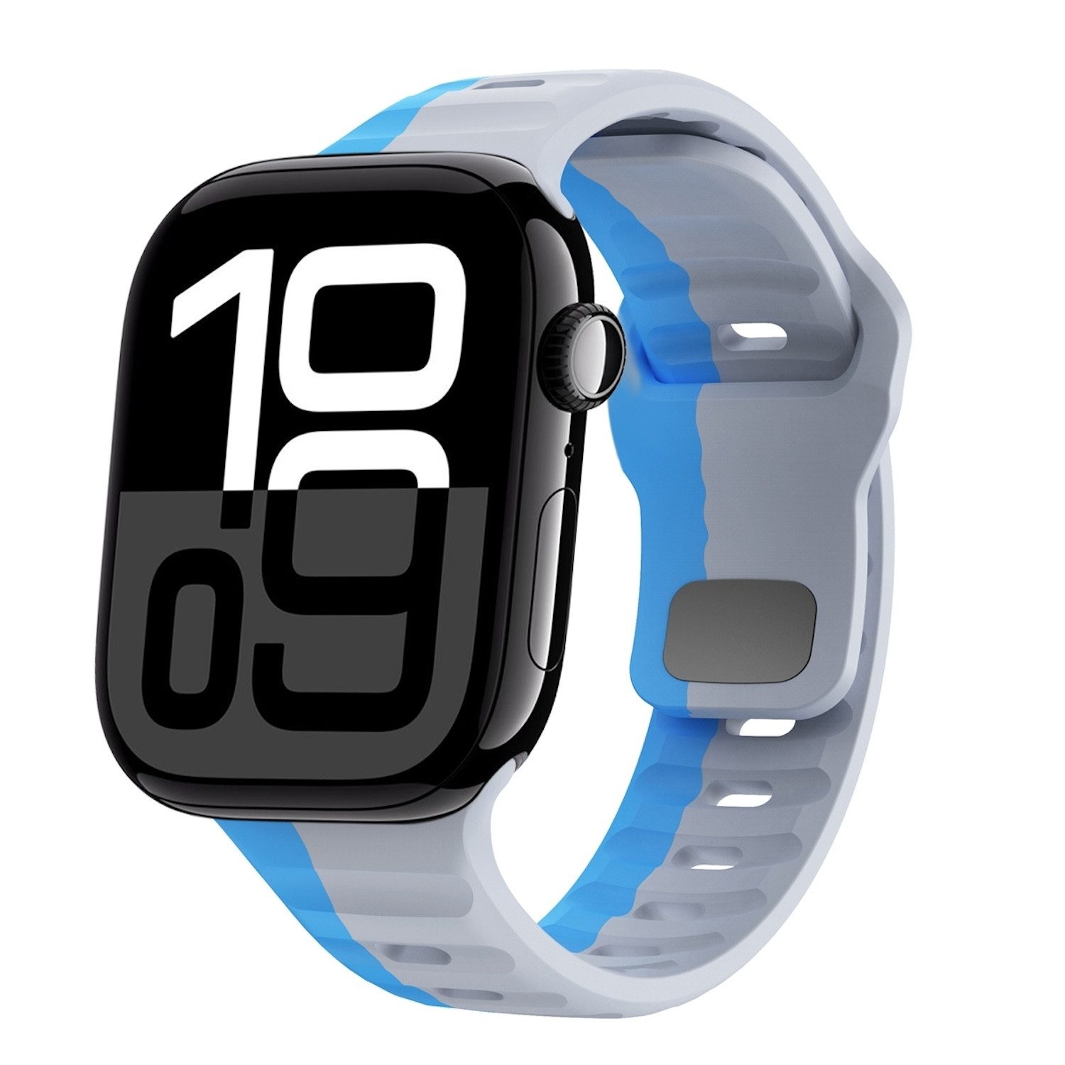 Wigento Smartwatch-Armband Für Apple Watch Series 11 10 42mm / 9 8 7 41 / 6 SE 5 40mm Band Grau, Silikonarmband mit umgekehrter Schnalle