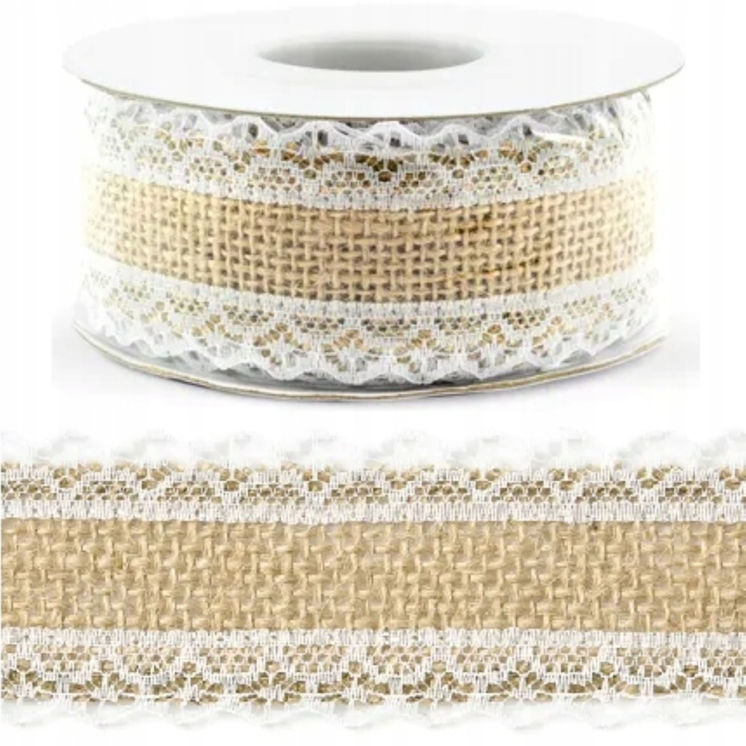 partydeco Dekoband Rustikale Juteband mit Spitze – Perfekt für DIY, Hochzeiten & Feste!