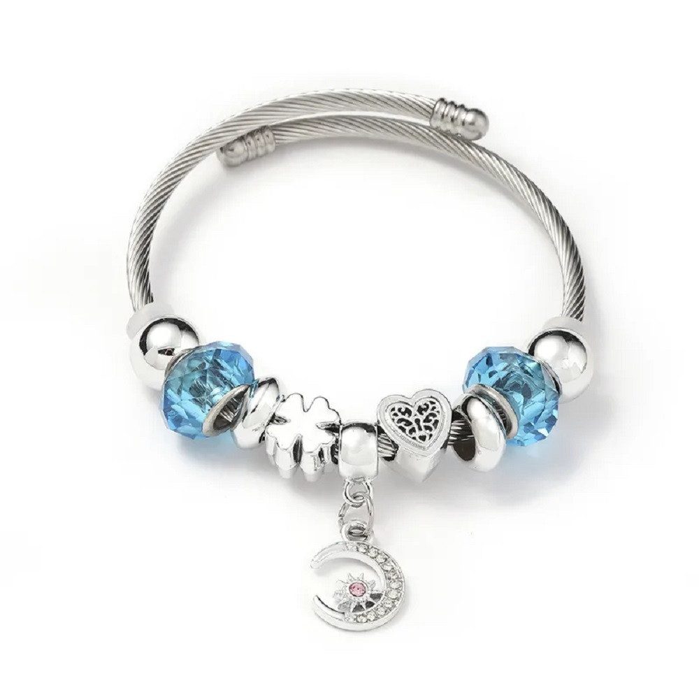 Eyecatcher Armkette Charm-Armband mit blauen Kunststoffperlen günstig online kaufen