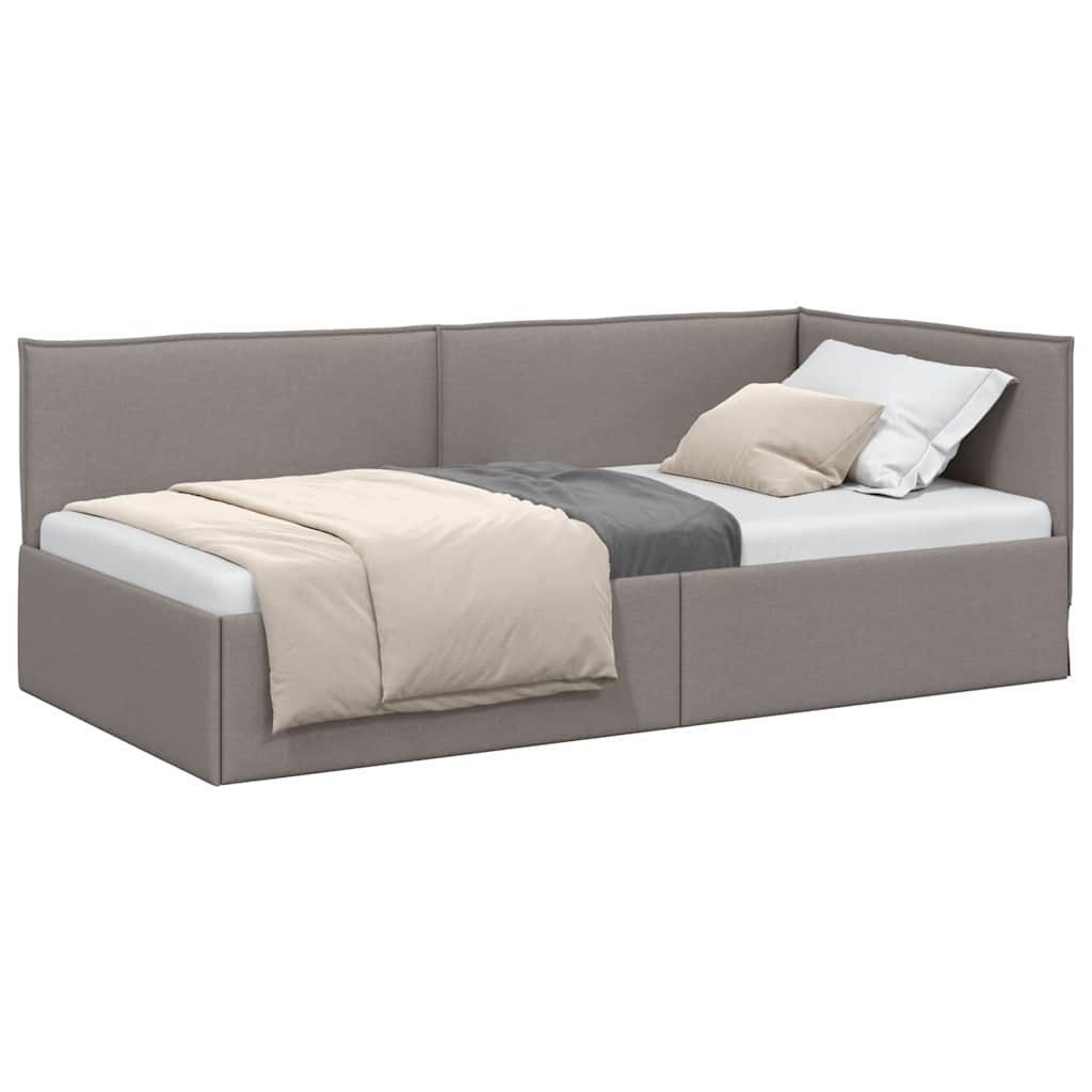 vidaXL Bett Eckbettgestell mit Kopfteil Taupe 100 cm x 200 cm Stoff (1-tlg) günstig online kaufen