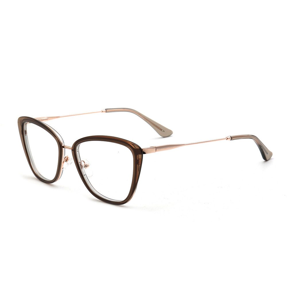 PACIEA Brille Damen Cat Eye Ohne Sehstärke Anti Blaulicht Oversized Metall Rahmen