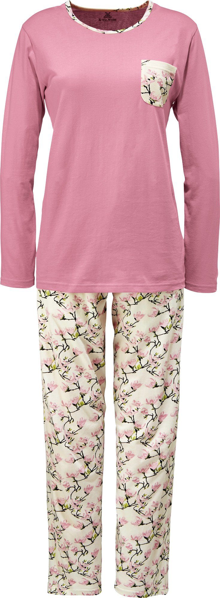 Müller Damen-Schlafanzug Single-Jersey Pyjama Erwin Blumen
