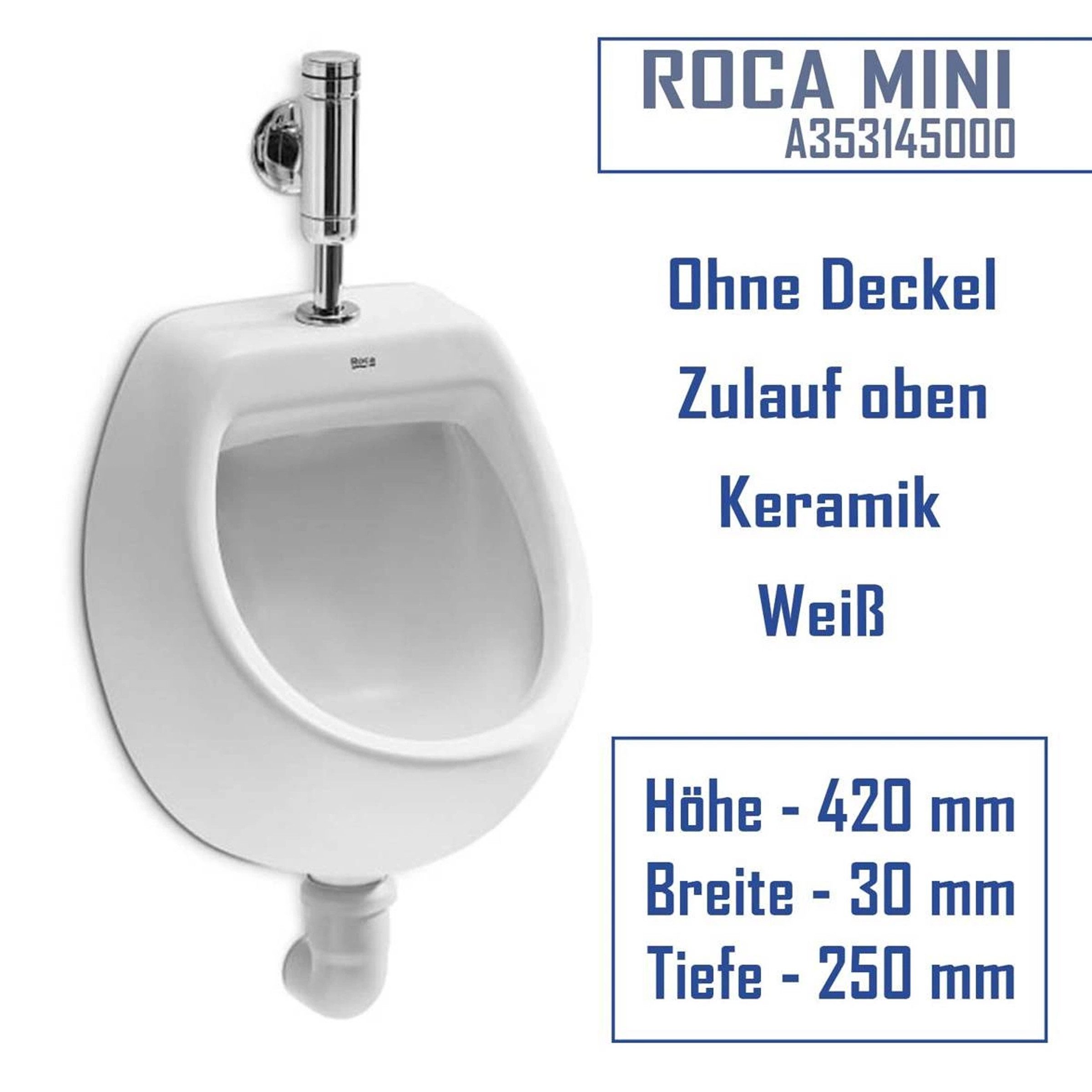 Roca Urinal ROCA MINI Pissoir Urinal Zulauf Von Oben Keramik Weiß Modern, (1-tlg)
