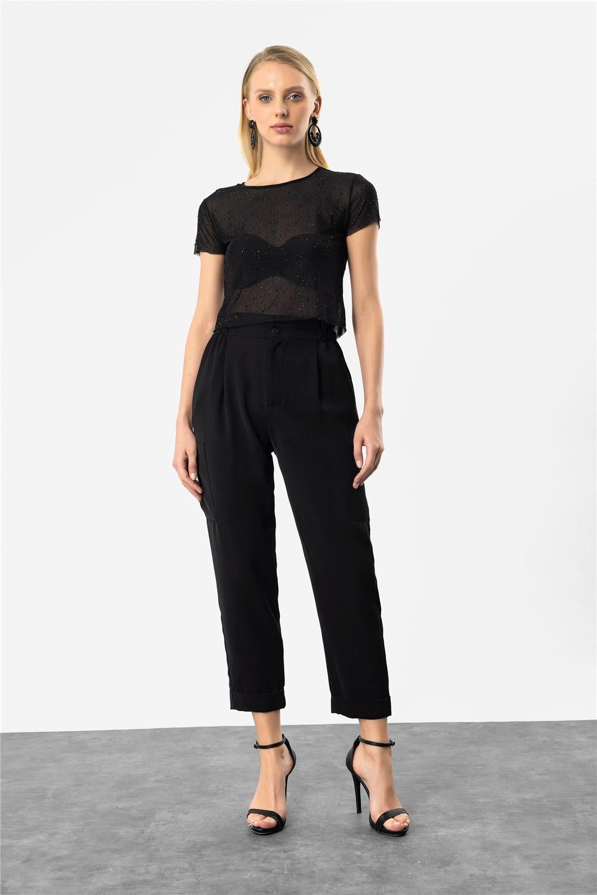 No Matter What T-Shirt Ärmelloses Tüll-T-Shirt mit glänzendem Steinbesatz günstig online kaufen