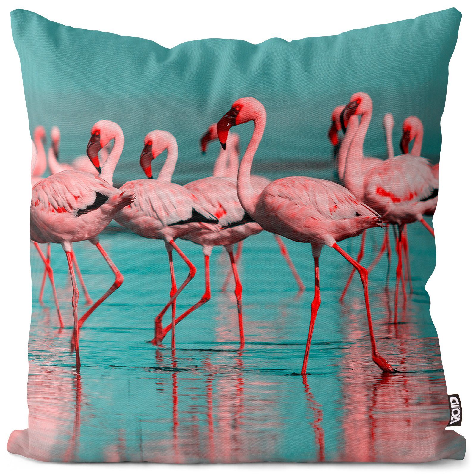 Kissenbezug, VOID (1 Stück), Sofa-Kissen Flamingos Afrika See Safari Urlaub Vogel Reise Wildpark Tiere Flamingo Strand Karibik Schwimmen Sommer Frühling Pool Party