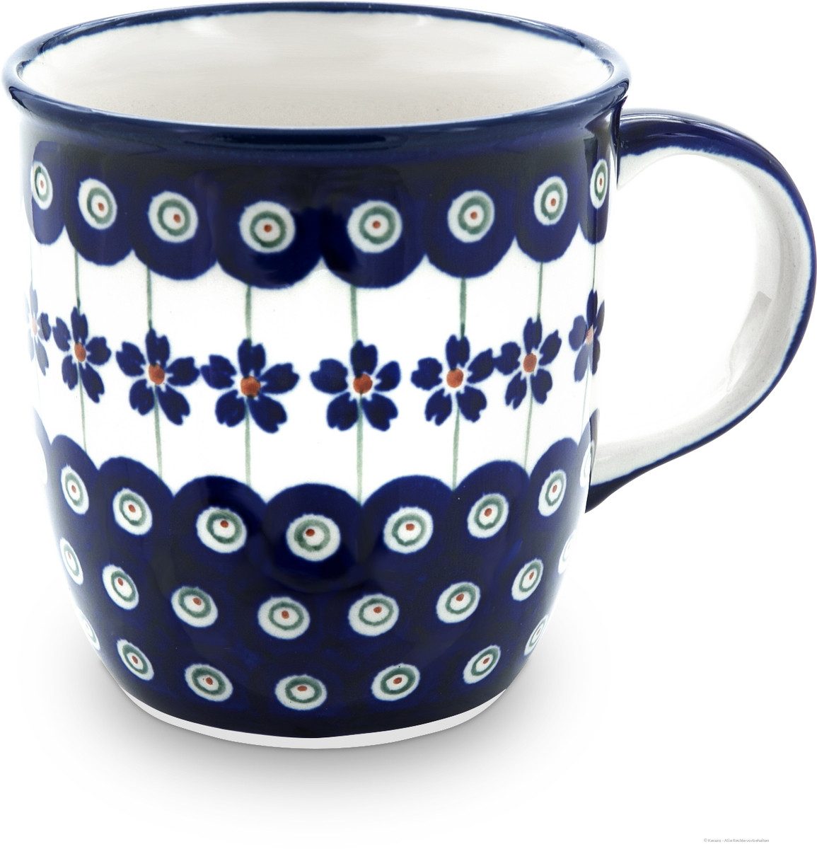 Bunzlauer Keramik Becher Bunzlauer Keramik 350 ml Kaffeebecher Teetasse Pott Ø9,3 cm Dekor 166a, Keramik