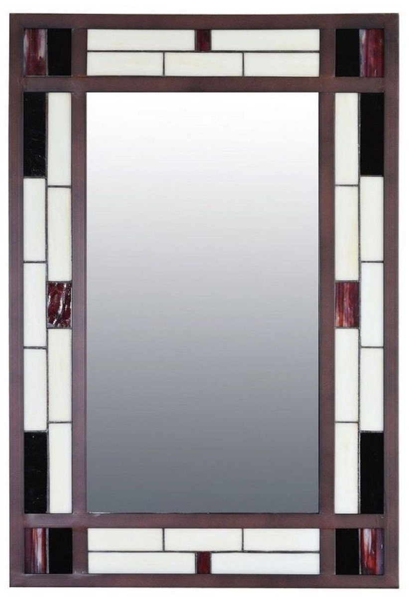 Casa Padrino Wandspiegel Luxus Tiffany Wandspiegel Mehrfarbig 50 x H. 75 cm - Rechteckiger Art Deco Wohnzimmer Spiegel - Schlafzimmer Spiegel - Garderoben Spiegel - Luxus Tiffany Möbel