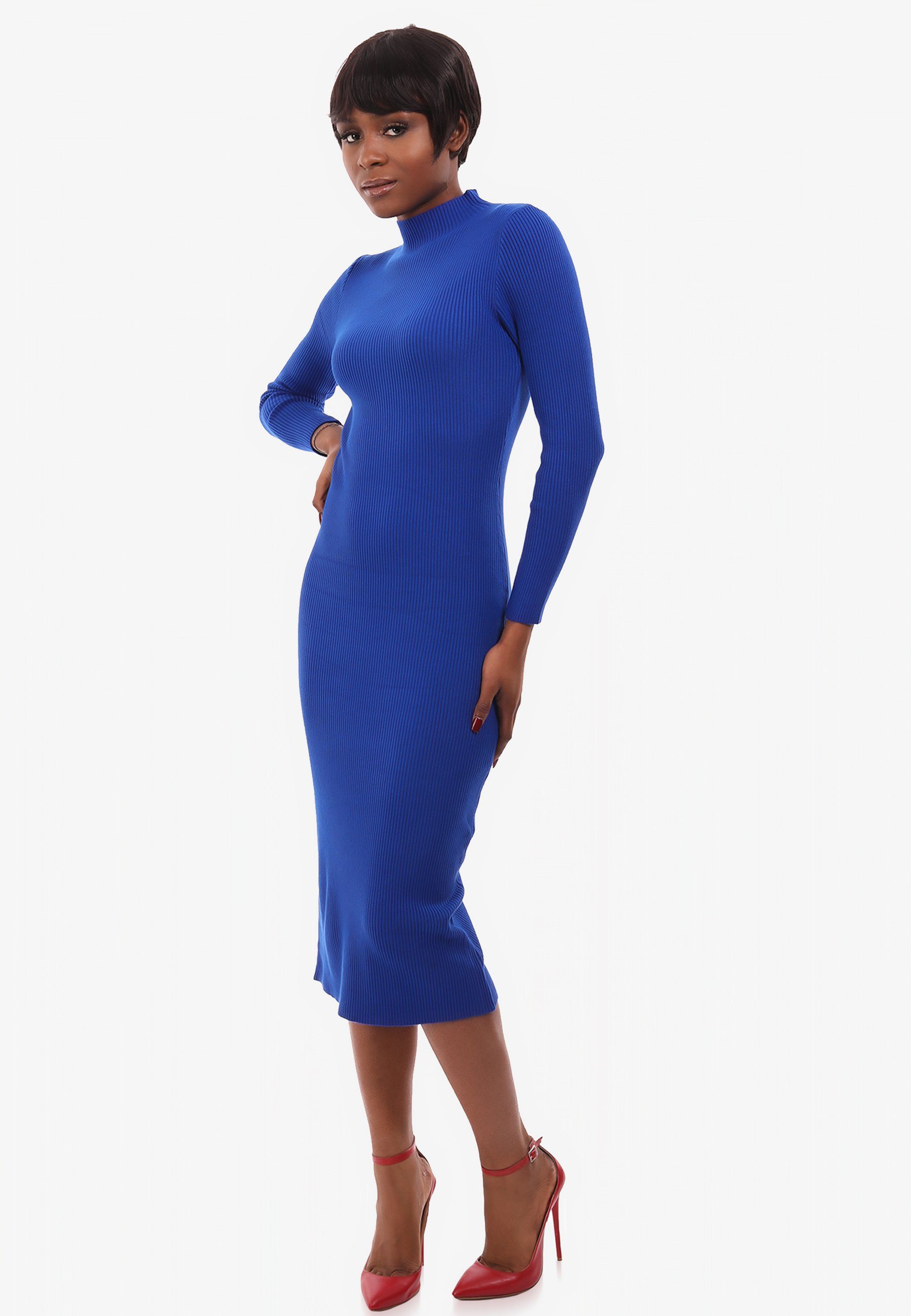YC Fashion & Style Strickkleid Strickkleid mit Stehkragen KNIT DRESS (1-tlg günstig online kaufen