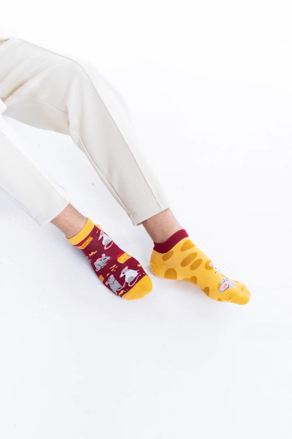 Many Mornings Sneakersocken Many Mornings Sneaker Mouse and Cheese (1 Paar, 1-Paar, 1 Paar) immer ein dismatching Paar