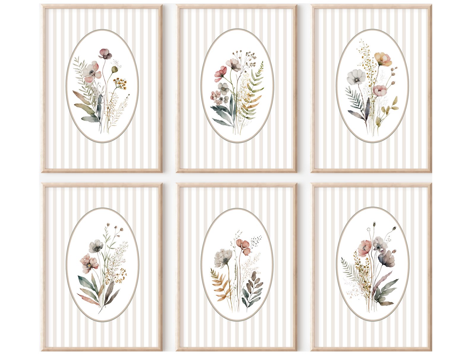 homestyle-accessoires Poster Bilderset Wandbilder Bilderwand Bild WIESENBLUMEN 6er SET, - Ohne Bilderrahmen - sorgfältige & sichere Verpackung
