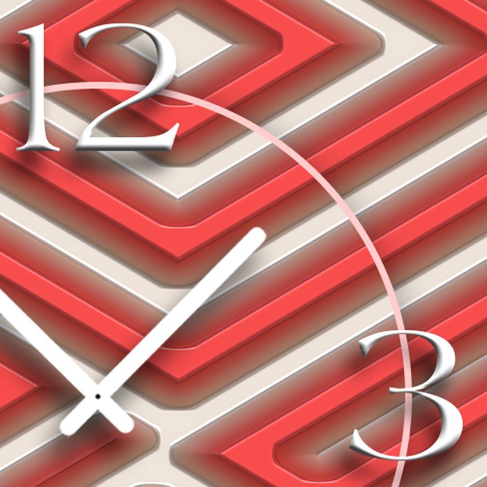 Abstrakt Labyrith Alu-Dibond) Designer Wanduhr Design aus modernes 3D-Optik leise 4mm dixtime Wanduhren rot Wanduhr (Einzigartige