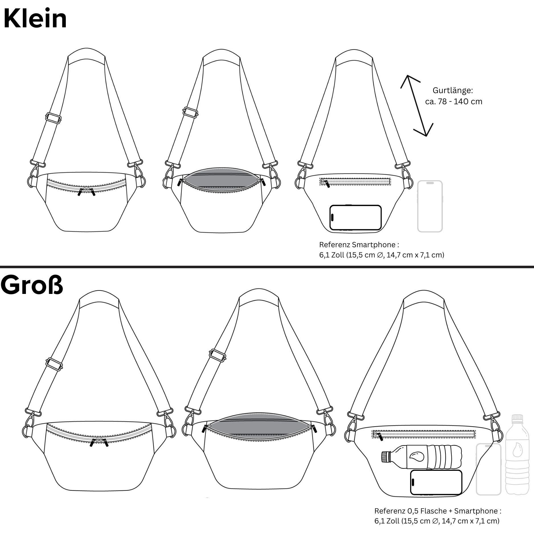 MAONI Bauchtasche Umhängetasche Beige Cord (Bestandteile: 1x Tasche, 2x Taschengurt zum Wechseln), geräumiges Hauptfach