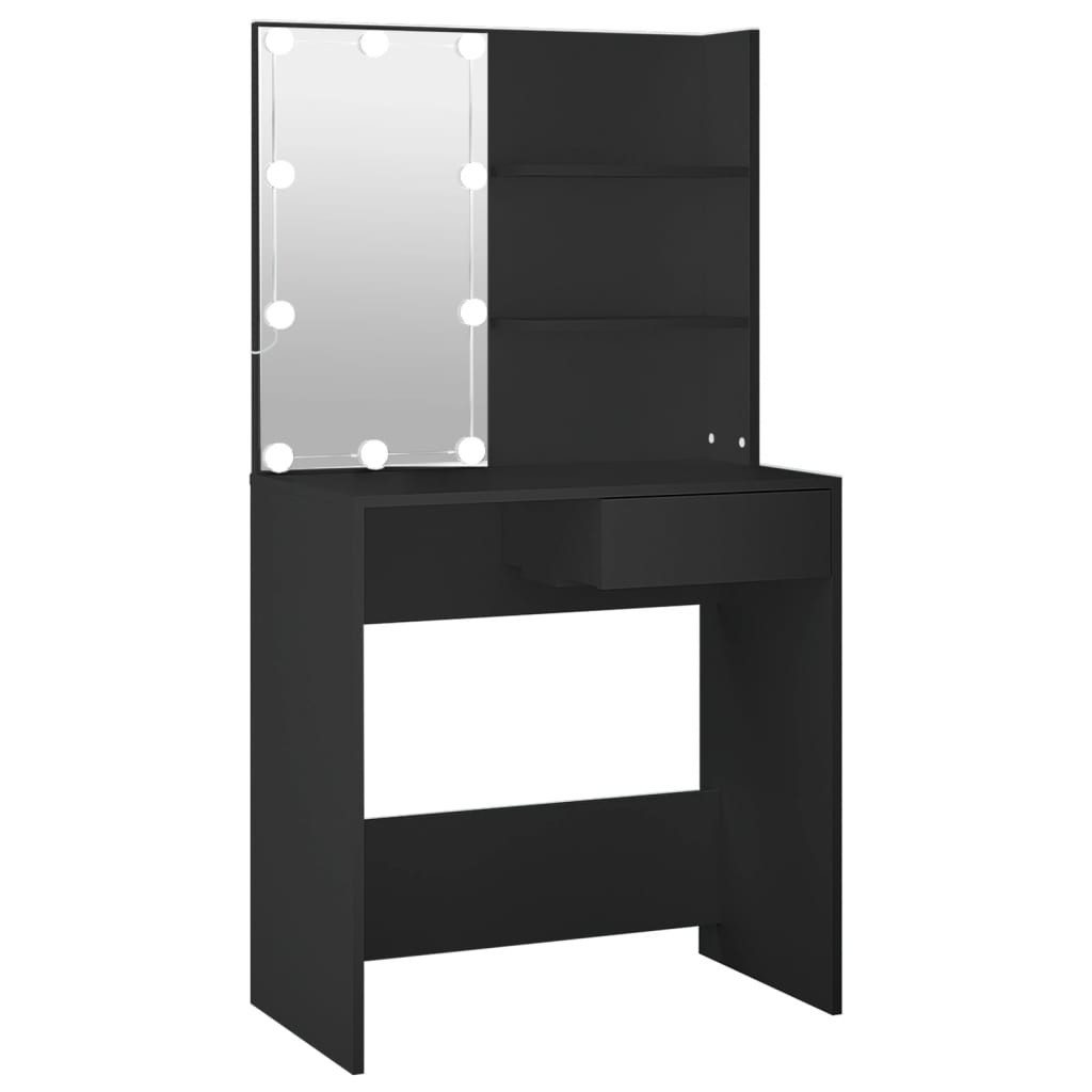 vidaXL Schminktisch Schminktisch mit LED-Leuchten Schwarz 74,5x40x141 cm (1-St)