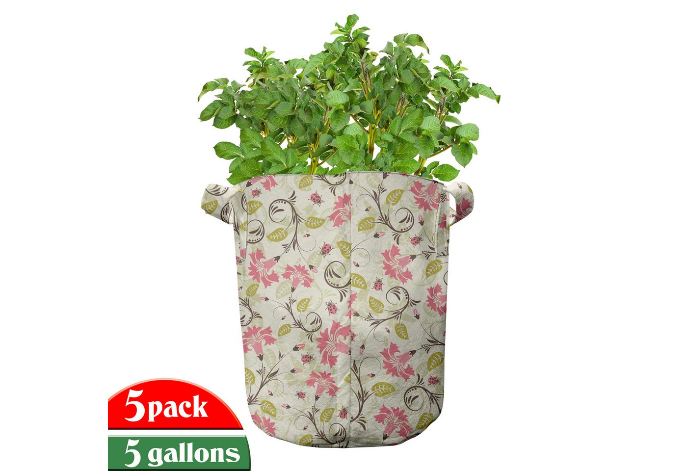 Thumbnail - Abakuhaus Pflanzkübel hochleistungsfähig Stofftöpfe mit Griffen für Pflanzen, Blumen Brautblumenmuster