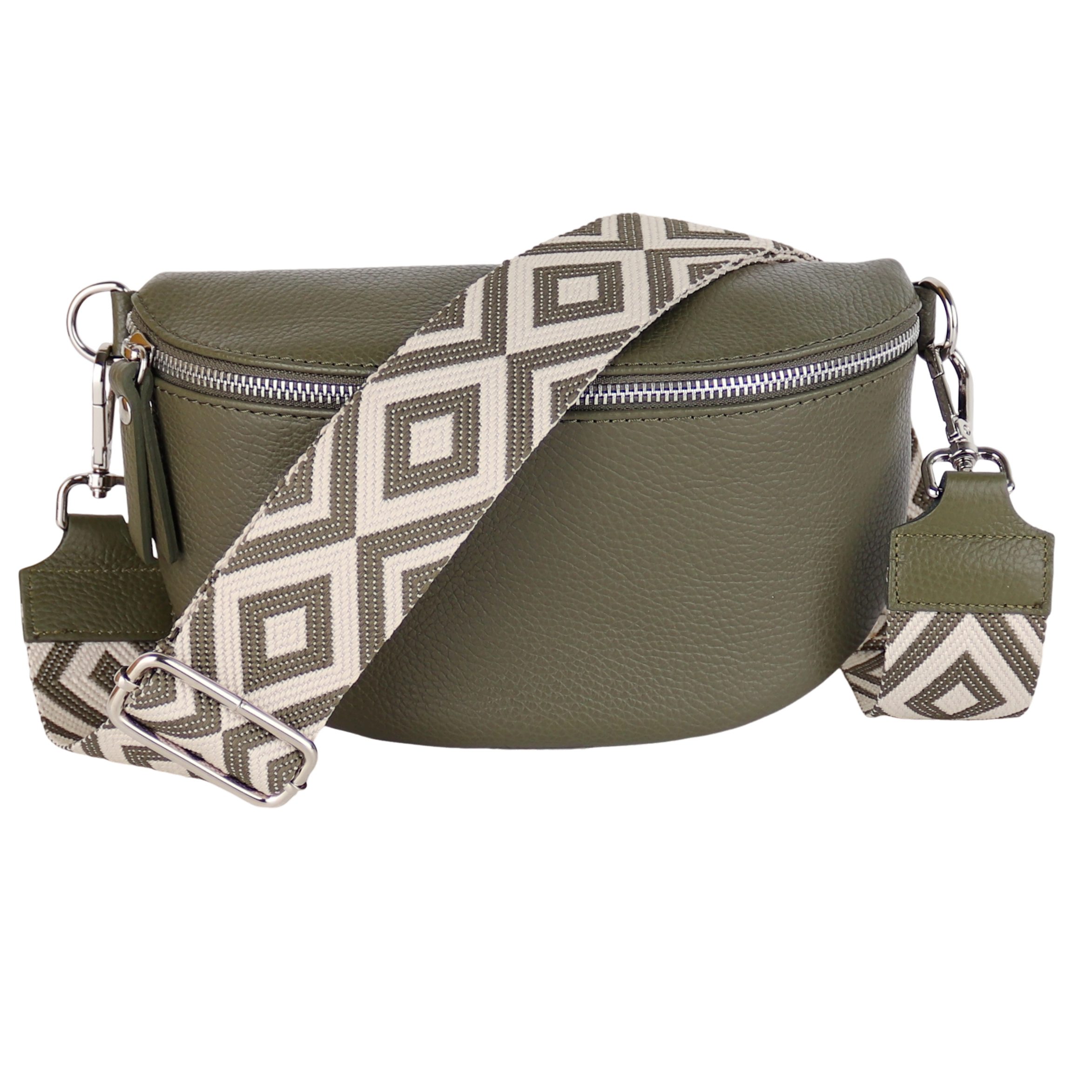 Bauchtasche Damen, Echtleder, Leder, Made in Italy, Umhängetasche, Brusttasche