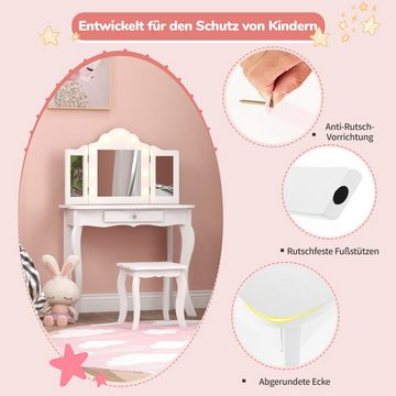 KOMFOTTEU Schminktisch (Set, 2-St), mit Spiegel, Hocker & LED-Lichter