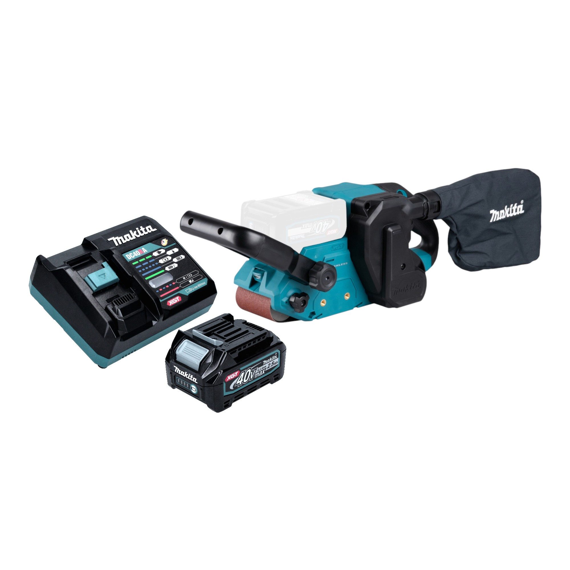 Makita Akku-Bandschleifer BS 001 GD101 40 V max. 76 x 533 mm Brushless + 1x Akku 2,5 Ah + Lader
