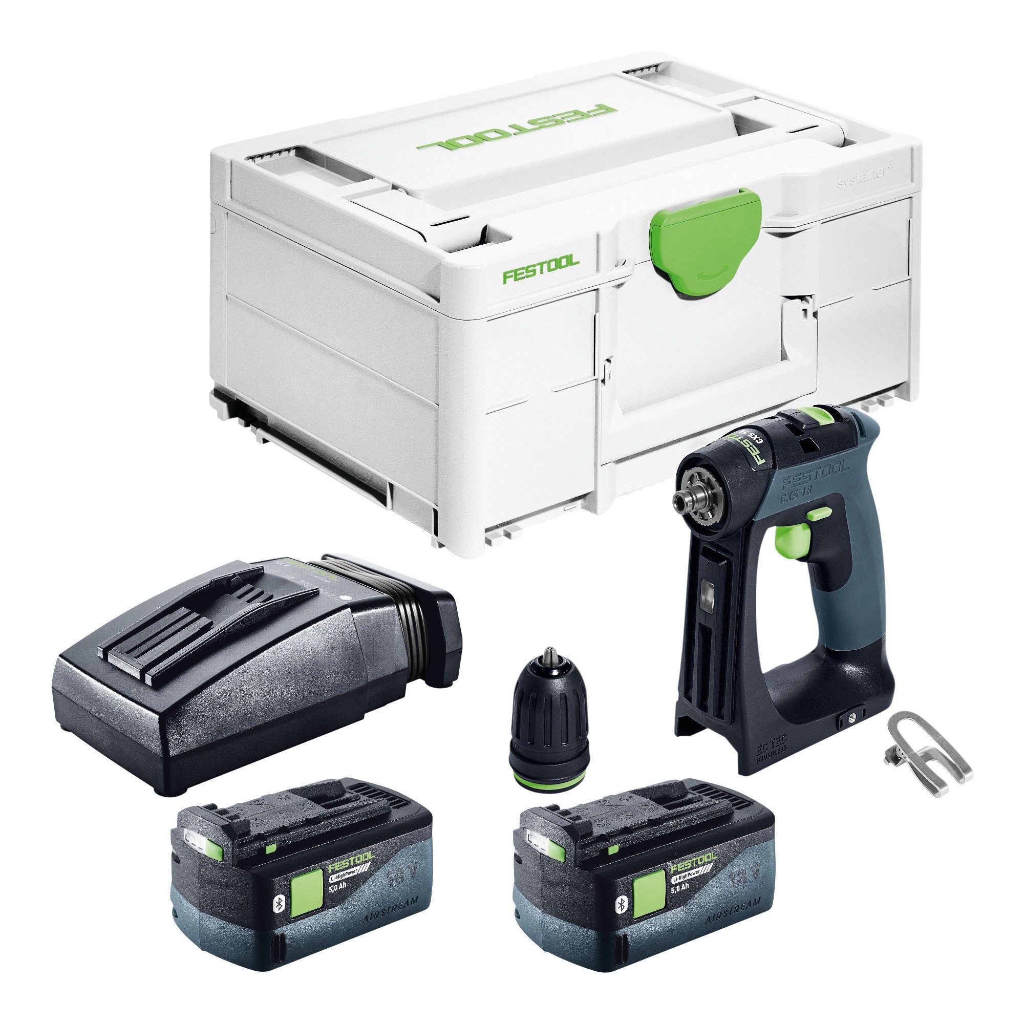 FESTOOL Akku-Schrauber CXS 18-Basic Akku Bohrschrauber 18 V 40 Nm Brushless + 2x Akku 5,0 Ah
