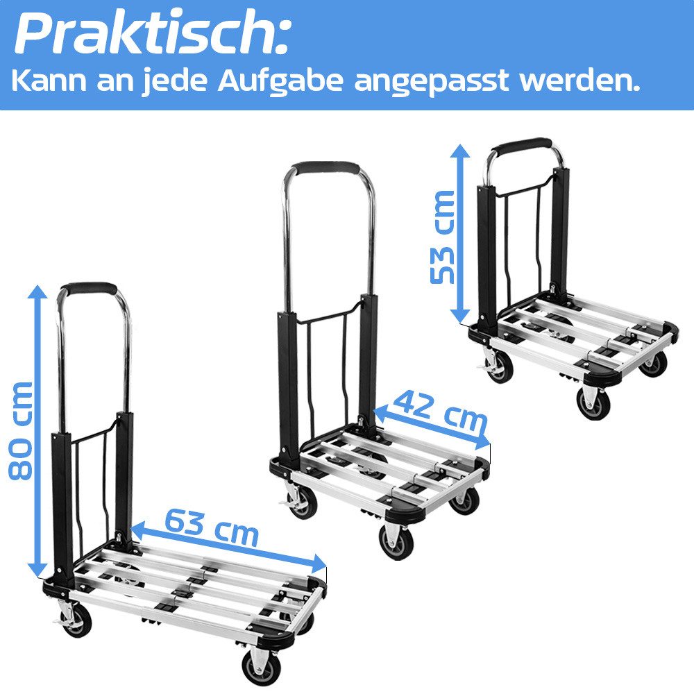 Trucky Transportwagen Transporthilfe Paketwagen 150kg klappbar Aluminium Transport Handwagen