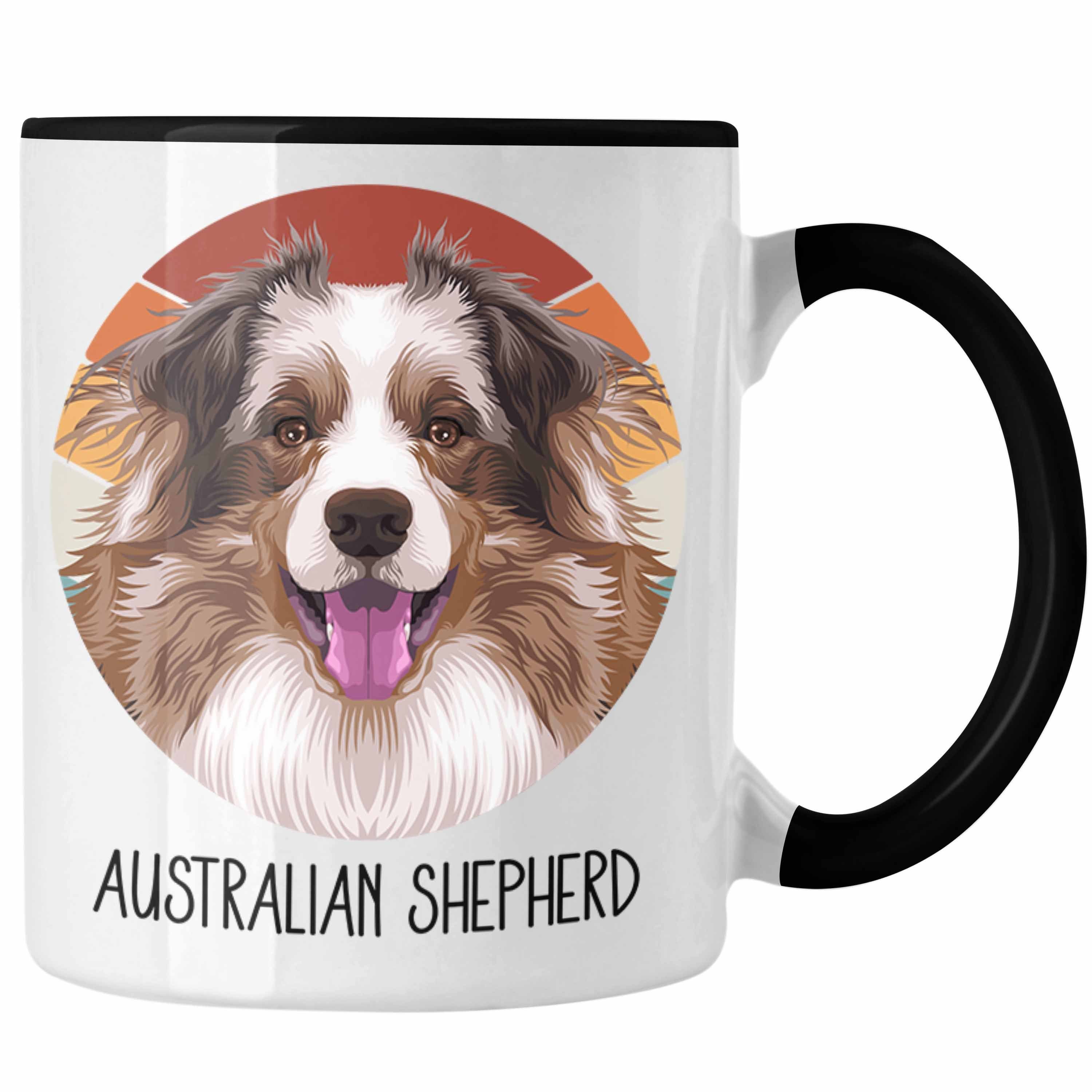 Trendation Tasse Australian Shepherd Besitzer Tasse Geschenk Lustiger Spruch Geschenkid Schwarz | Teetassen
