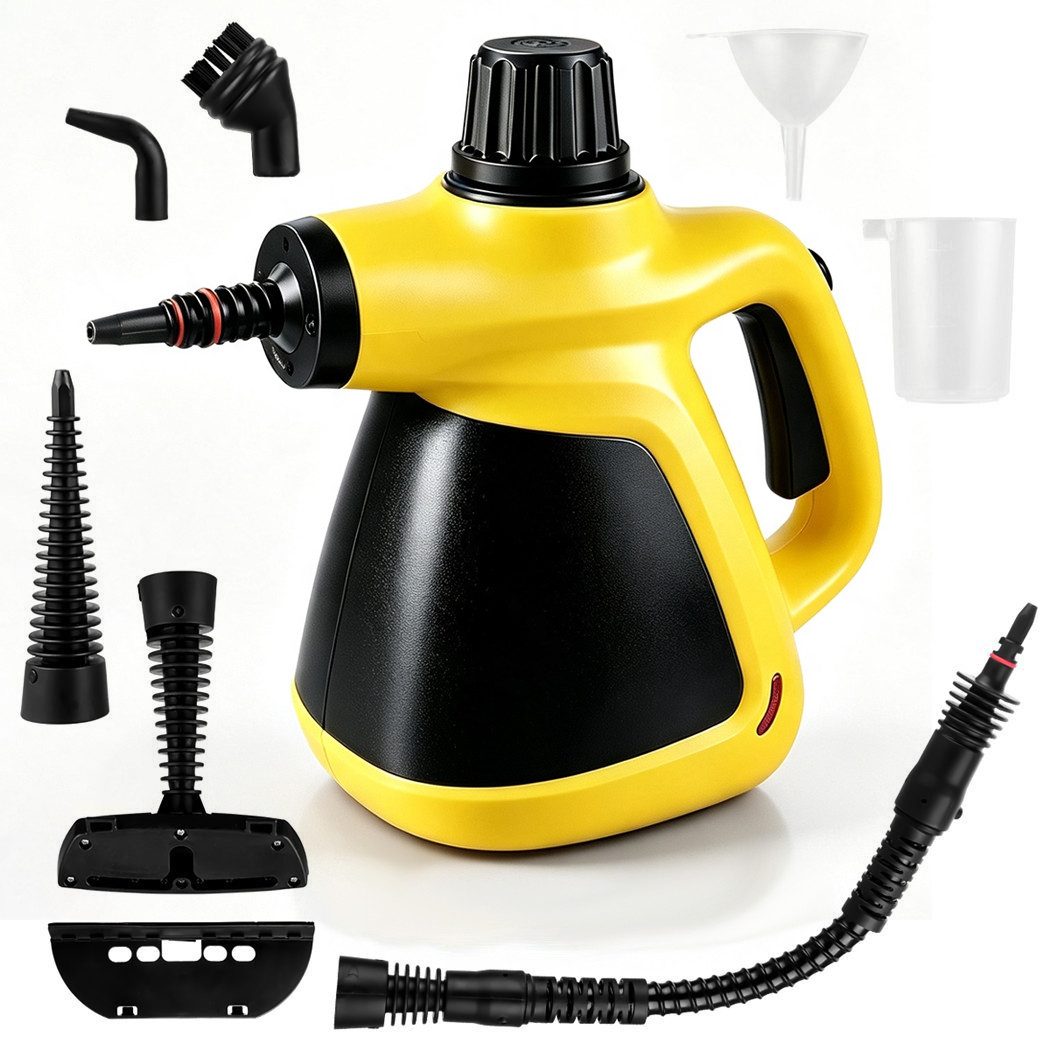Luckice Handdampfreiniger 1050 W, 350 ml, 15 Sek. Aufheizzeit, Sicherheitsverschluss, 3 m Kabel, 1050 W, mit Zubehör für Küche, Bad, Fenster und Fugen