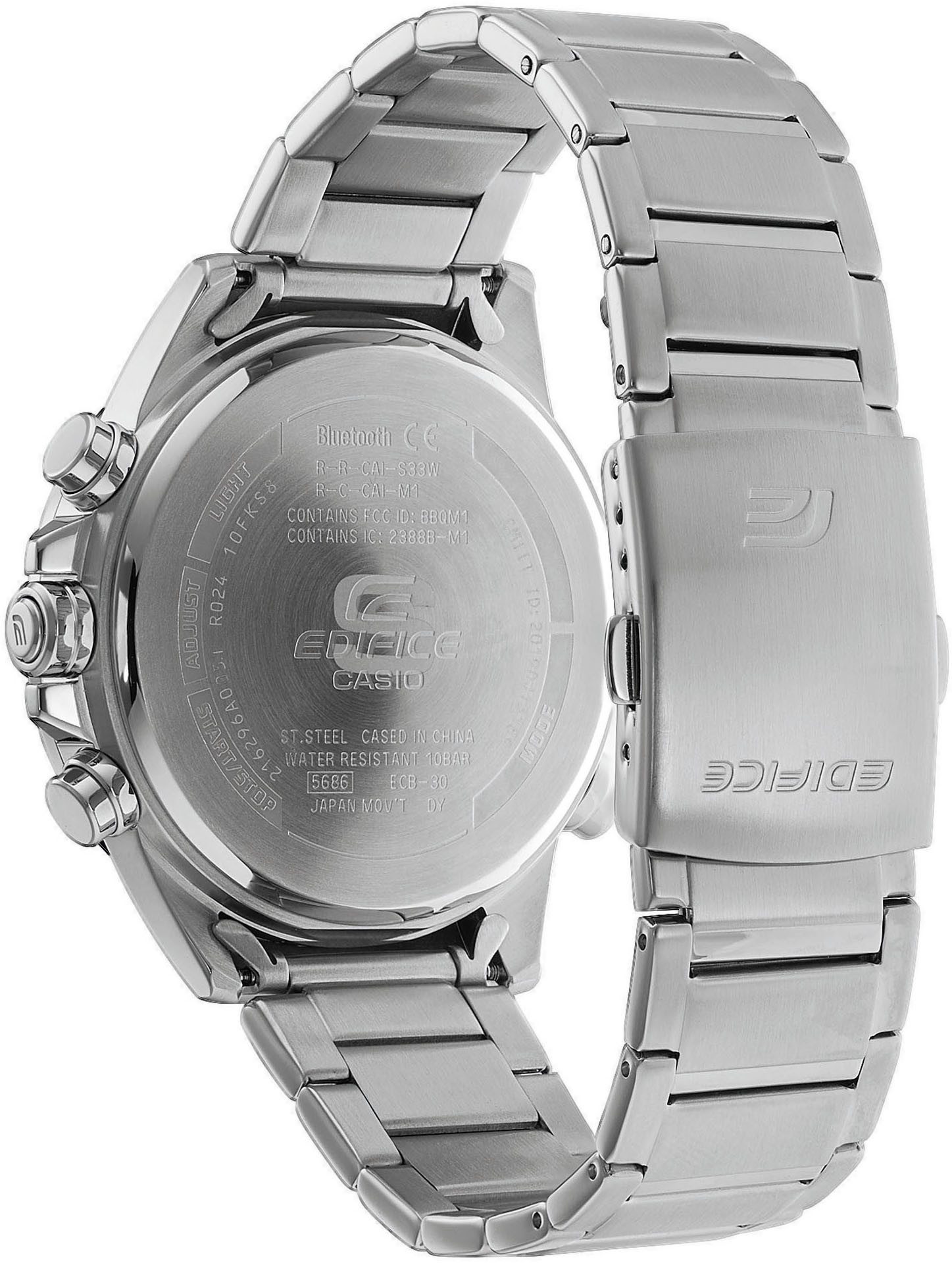 CASIO EDIFICE ECB-30D-2AEF Smartwatch, Armbanduhr,Herrenuhr,Bluetooth,Stoppfunktion,Weltzeit,Edelstahlarmband