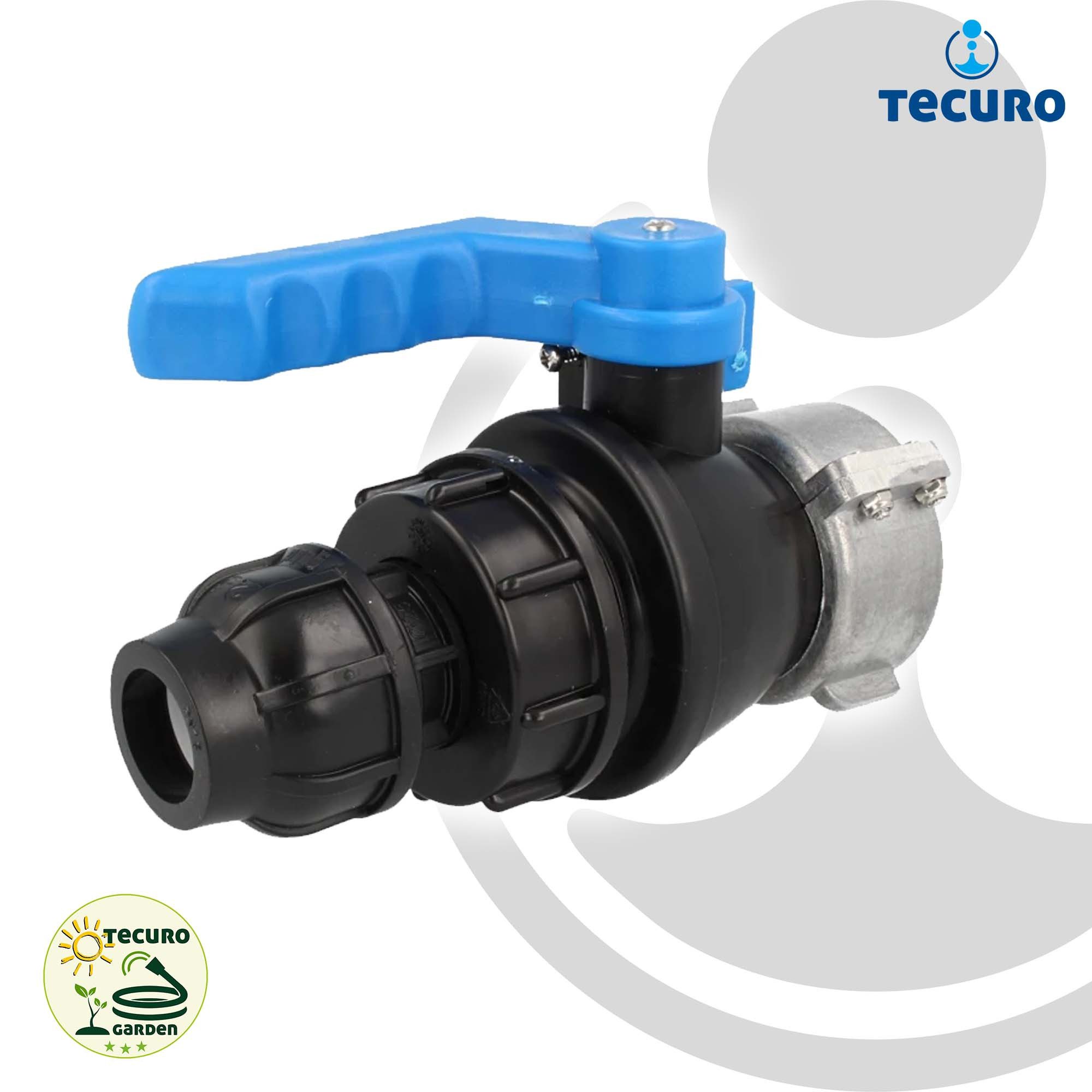 Thumbnail - tecuro Regenwassertank IBC Adapter Kugelventil mit beidseitig Grobgewinde S60 x 6