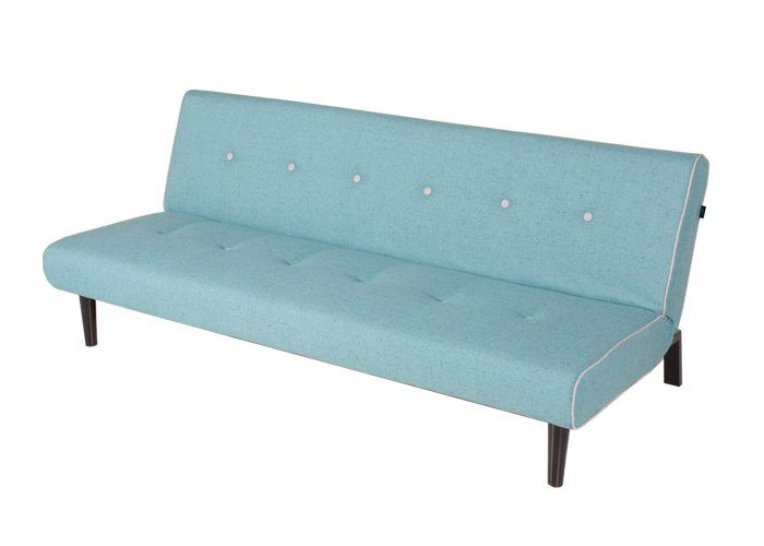 Schlafsofa KAWOLA DEAN in der Farbe türkis. Bequemer Liege- und Schlafkomfort