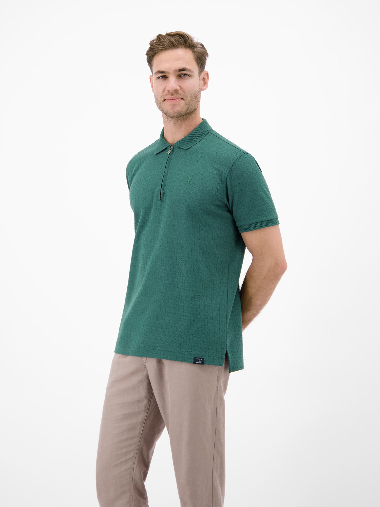 LERROS Poloshirt Poloshirt mit Reißverschlusskragen in Strukturqualität