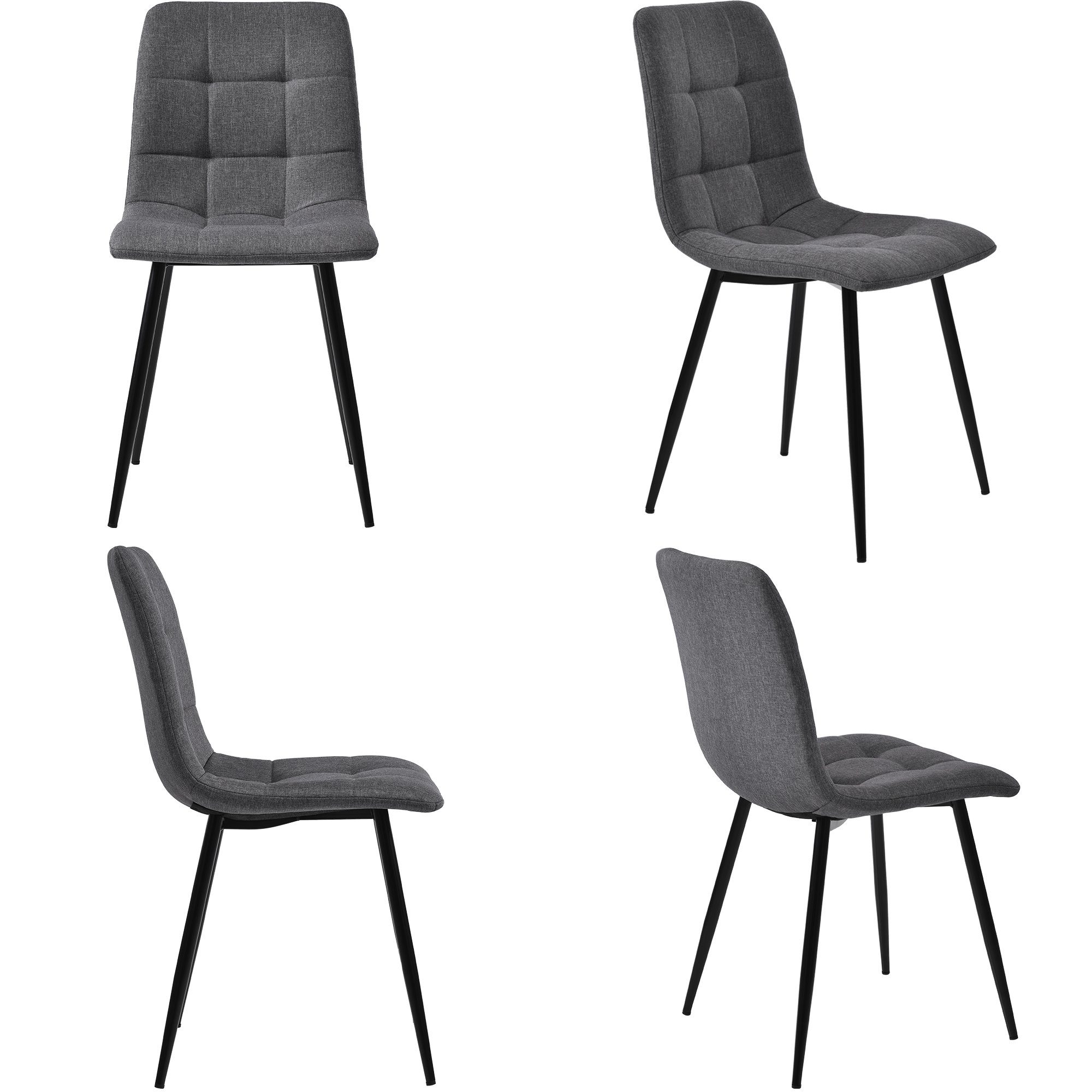 Ein und Metall, 5-tlg., WISHDOR vier aus Leinen Tisch und Gestell Tisch (Sitzfläche aus vier Stühle), Essgruppe, Stühle Ein