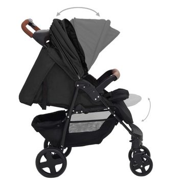 vidaXL Kinder-Buggy 3-in-1 Kinderwagen Anthrazit Stahl