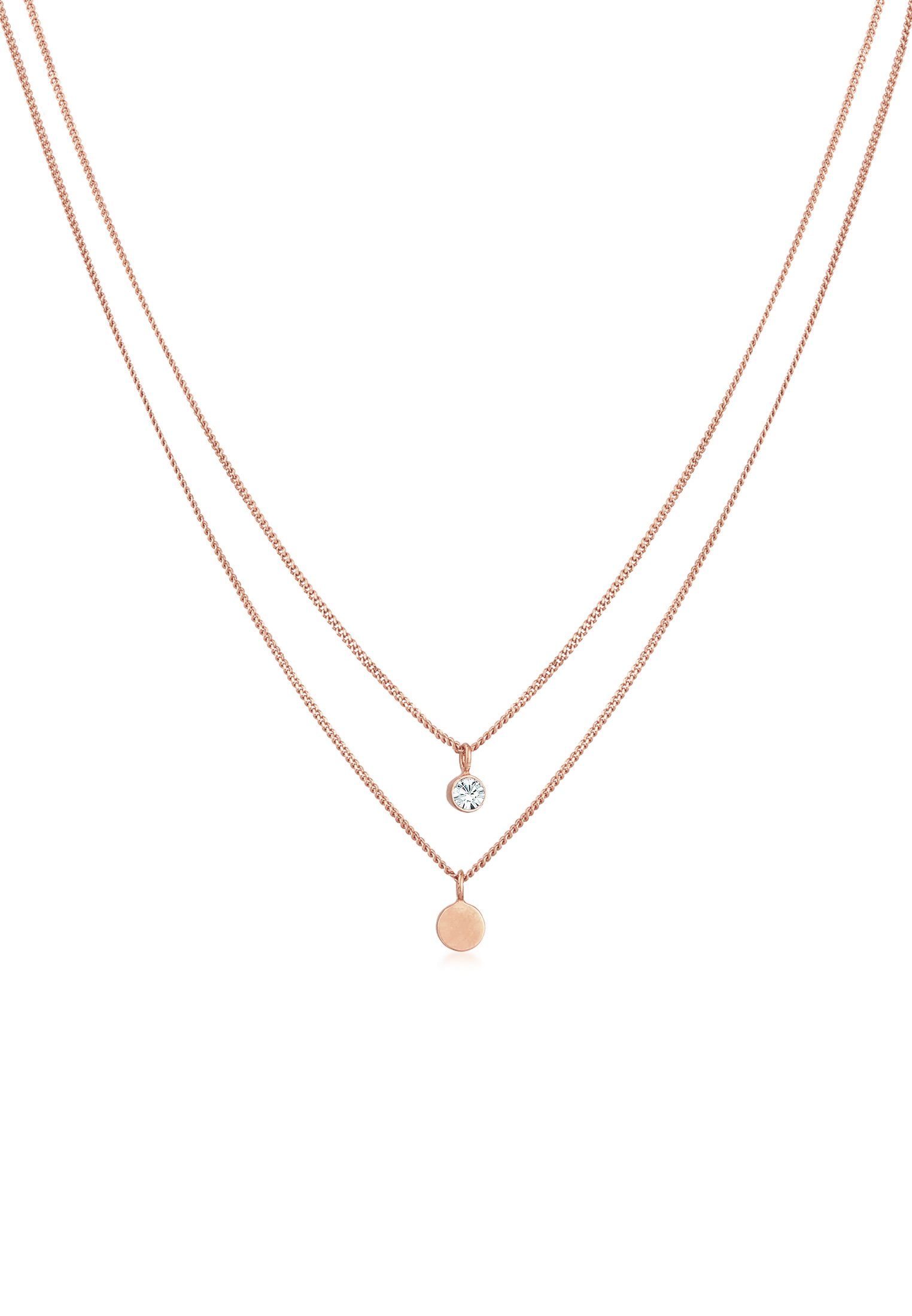 Elli Ketten-Set Layer Plättchen mit Kristallen von Swarovski® 925 Silber, Plättchen