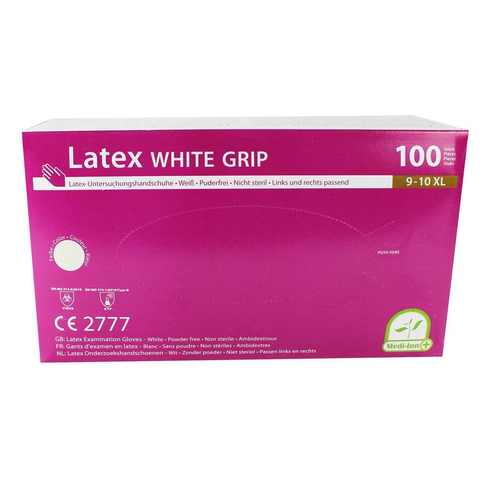 Latexhandschuhe Latex White Grip Einmalhandschuhe weiß puderfrei