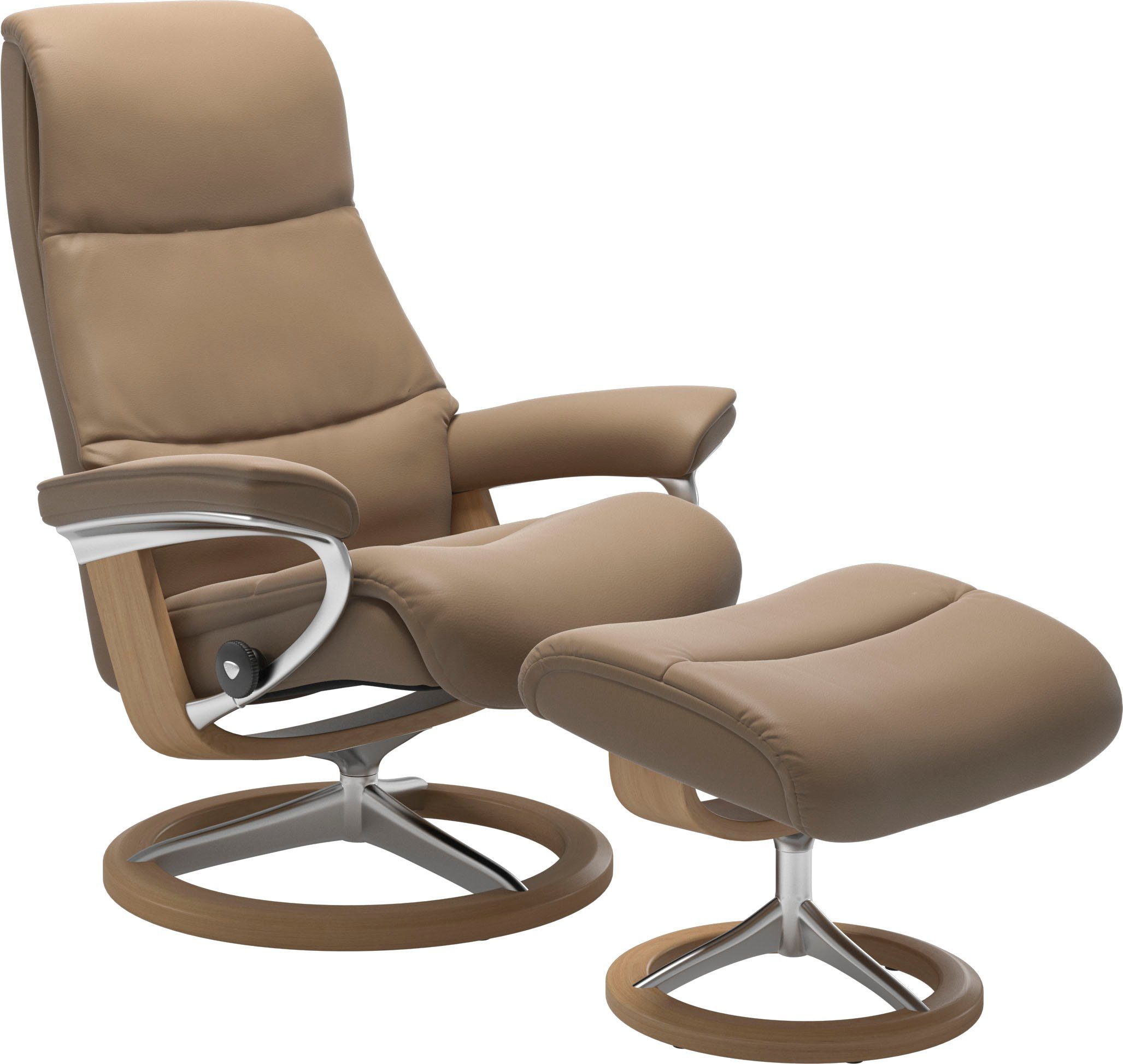 Größe mit mit Stressless® Hocker), Relaxsessel Base, View Eiche Relaxsessel M,Gestell Signature (Set,