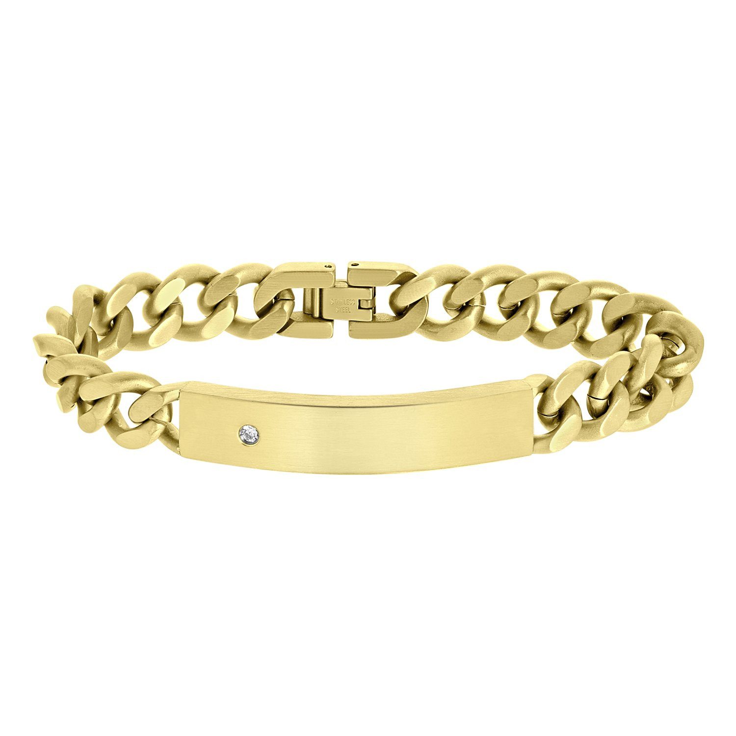 LUCARDI Armband mit Gravur Armband - Stahl - Gold - Zirkonia - Herren